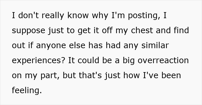 Text post with woman sharing feelings after seeing a good friend after 7 years and being told to lose weight.