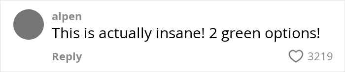 Comment on social media post with 2 green option choices, expressing excitement about American family grocery haul.