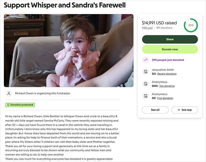 Missing mom and baby found dead a month after leaving doctor's appointment, prompting community fundraiser and support efforts. Missing mom and baby found dead a month after leaving doctor's appointment, prompting community fundraiser and support efforts.