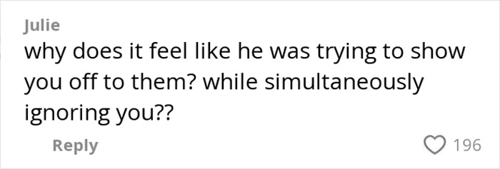 Comment on TikTok discussing red flags and relationship issues during a woman's horror date with a 43-year-old. Comment on TikTok discussing red flags and relationship issues during a woman's horror date with a 43-year-old.