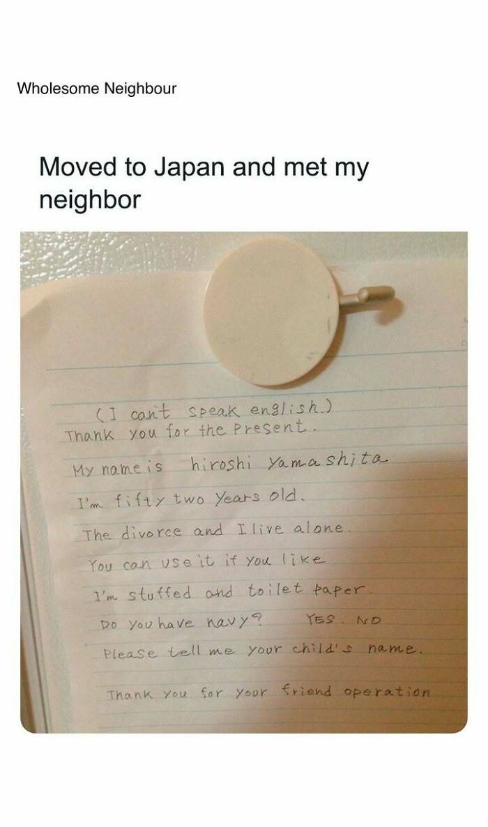 Handwritten letter from a Japanese neighbor showing heartwarming kindness and connection in a new community.