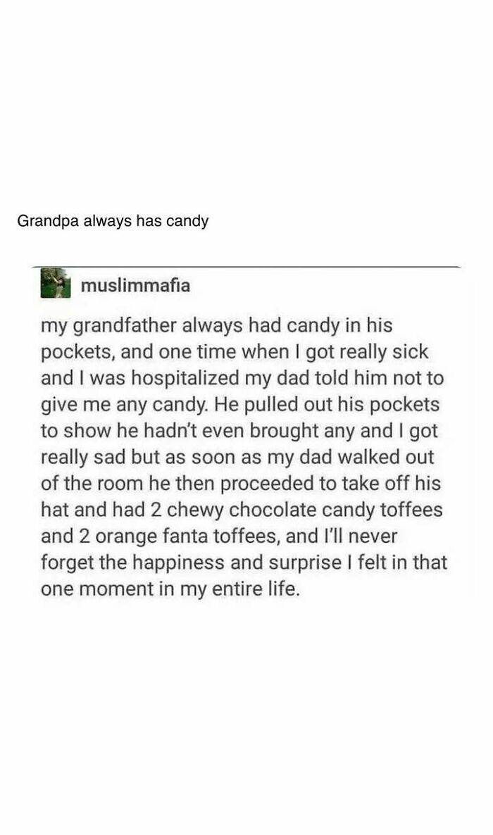 Heartwarming story about a grandfather secretly giving candy to his sick grandchild, spreading joy and comfort.