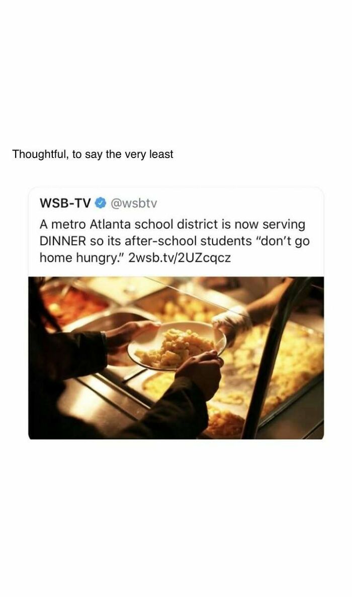 School cafeteria serving dinner to students after school to prevent hunger, a heartwarming post of kindness and care.