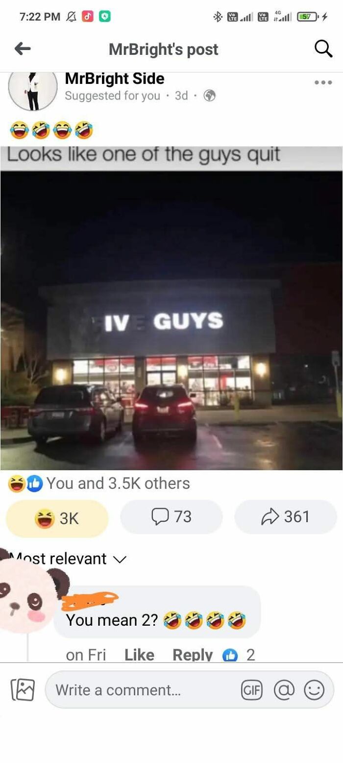 Screenshot of a social media post mocking an overconfident know-it-all with a funny store sign error.