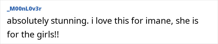 Comment praising Imane Khelif&rsquo;s support for girls, following her dramatic makeover after Paris Olympics gender controversy.