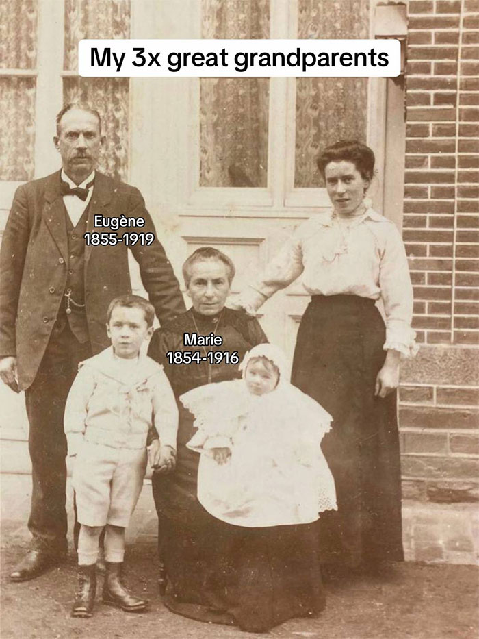 Sepia photo of 3x great grandparents with children, illustrating family historian's impact on sharing family trees online.