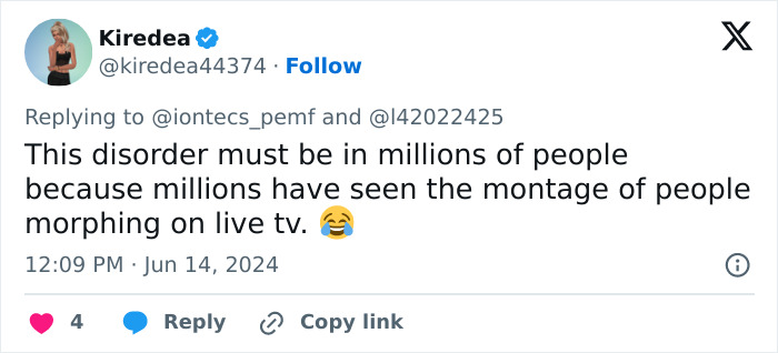 Tweet discussing a rare condition where a woman sees dragons instead of people, highlighting a terrifying disorder experience.