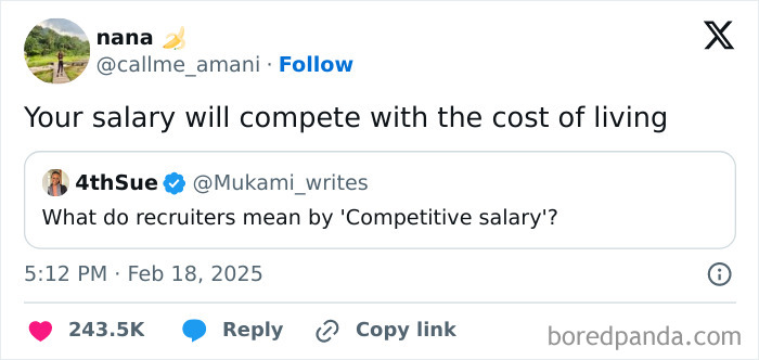 Social media meme about competitive salary humor, illustrating relatable work memes for those ready to retire.