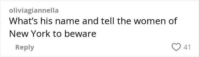 Comment on TikTok warning women of New York about red flags from a 43-year-old man after a horror date experience. Comment on TikTok warning women of New York about red flags from a 43-year-old man after a horror date experience.