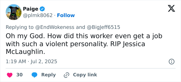 Tweet reacting to the horrific case of a 7-Eleven manager who slew coworker, discussing violent personality and RIP message.