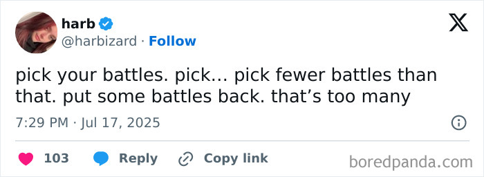 Text meme about choosing battles wisely, relatable for neurodivergent people managing daily challenges and decisions.