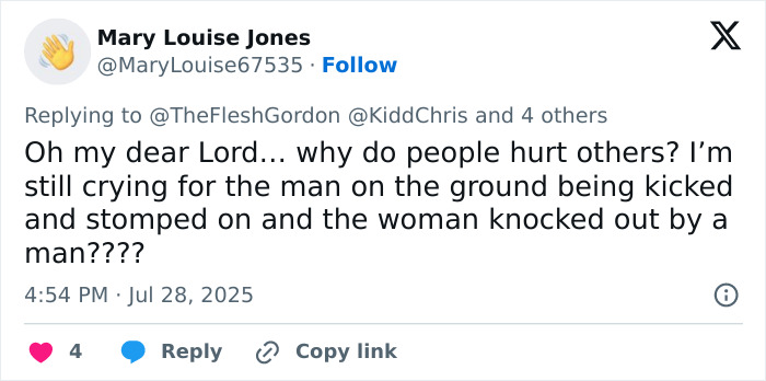 Twitter user expressing shock over violent Cincinnati brawl where a mom was brutally punched and knocked out.