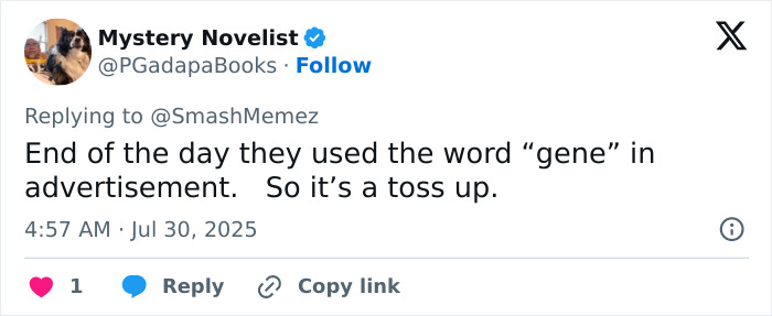 Tweet discussing the controversy over the use of the word gene in a denim ad involving Beyoncé and Sydney Sweeney fans. - 14
