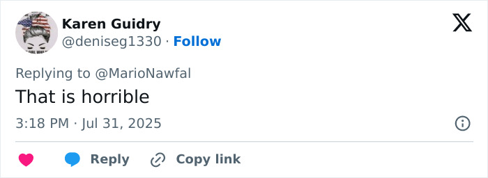 Twitter comment reading That is horrible in response to a post about mass circumcision ceremony claims. - 10