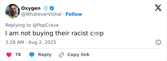 Screenshot of a tweet expressing rejection of racist content, related to Sweeney's AE ad controversy.