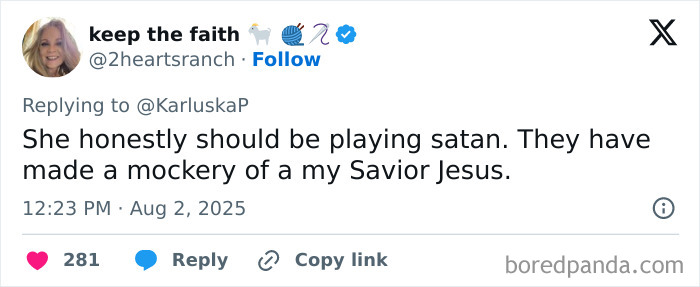 Tweet expressing outrage over Cynthia Erivo playing Jesus with Adam Lambert, criticizing portrayal as mocking Savior Jesus. Tweet expressing outrage over Cynthia Erivo playing Jesus with Adam Lambert, criticizing portrayal as mocking Savior Jesus.
