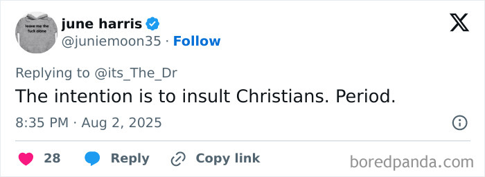 Tweet by June Harris expressing outrage over long-nailed Cynthia Erivo playing Jesus with Adam Lambert. Tweet by June Harris expressing outrage over long-nailed Cynthia Erivo playing Jesus with Adam Lambert.