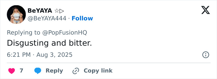 Tweet from BeYAYA expressing backlash after Lady Gaga displays ageist and misogynistic comments during a concert in 2025. - 6