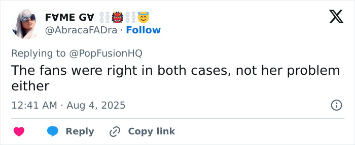 Tweet showing a fan's comment amid Lady Gaga backlash over ageist and misogynistic remarks at concert. - 28