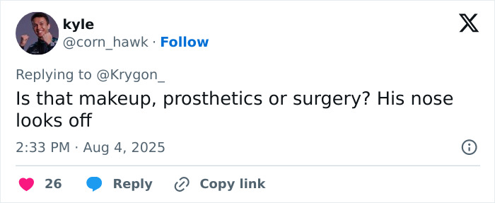 Tweet questioning Andrew Garfield&rsquo;s appearance, discussing makeup, prosthetics, or surgery for his latest Botox look.