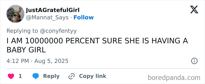 Screenshot of a tweet discussing Rihanna's maternity dress, referencing fan reactions and the garment&rsquo;s high price.