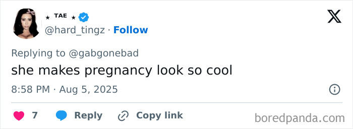 Tweet from user TAE praising Rihanna's maternity dress, sparking discussion about bloated cupcake style and its absurd price.