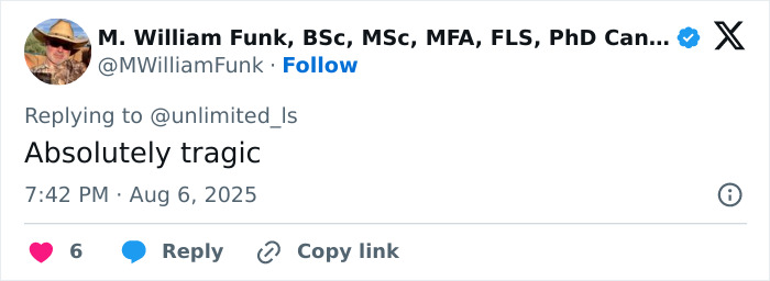 Twitter post by M. William Funk expressing grief about the heartbreaking final phone call man made to wife before explosion.