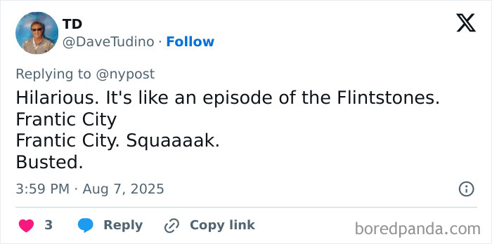 Tweet screenshot showing a humorous comment about a talking parrot helping bust a major gang operation. Tweet screenshot showing a humorous comment about a talking parrot helping bust a major gang operation.