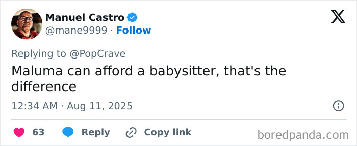 Twitter reply from Manuel Castro commenting on singer abruptly stopping concert after spotting an irresponsible mom. Twitter reply from Manuel Castro commenting on singer abruptly stopping concert after spotting an irresponsible mom.