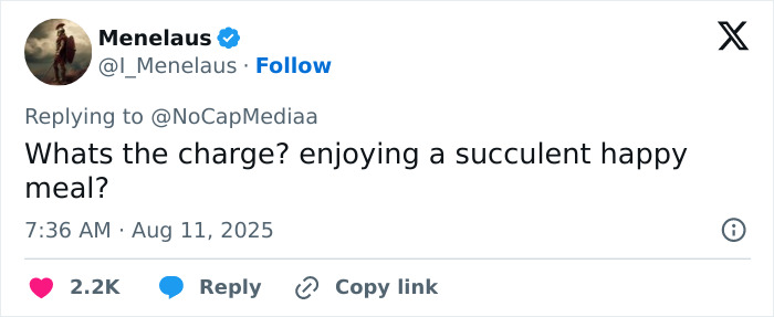 Tweet by user Menelaus joking about a 13-year-old girl&rsquo;s arrest at McDonald's sparking mass debate and two tier policy issues.