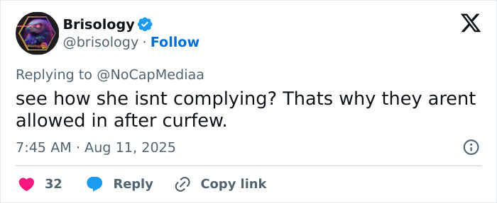 Tweet discussing a 13-year-old girl&rsquo;s arrest at McDonald's over a policy banning school kids after curfew.