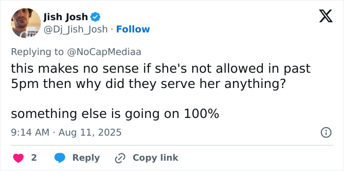 Screenshot of a Twitter reply discussing the McDonald's policy banning school kids after 13-year-old girl arrest.