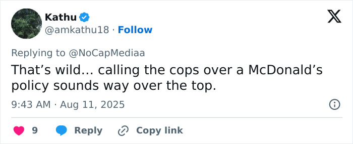 Social media reaction to McDonald's two tier policy after 13-year-old girl arrested over school kids ban.