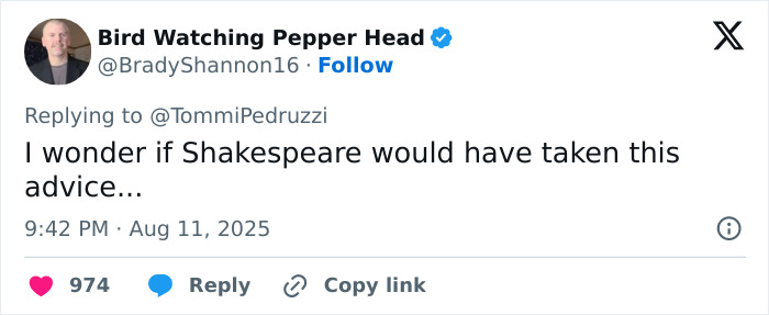 Man responding to a tweet on social media about entrepreneurship and AI publishing success in a casual profile photo.