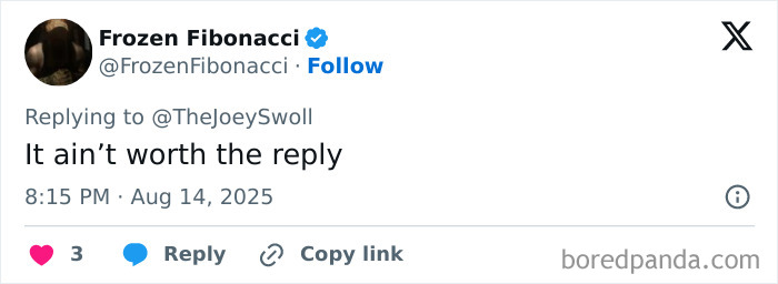 Screenshot of a Twitter reply to Joey Swoll's post applauding his takedown of woman insulting men under 5'10".