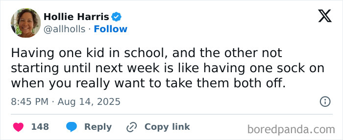 Tweet about parenting humor, highlighting relatable moments that might make you chuckle even without kids.