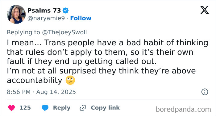 Screenshot of a Twitter reply criticizing accountability, related to Joey Swoll and men under 5'10" discussion.