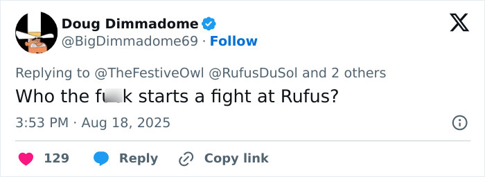 Screenshot of a tweet criticizing a violent brawl sparked by a drink incident at a concert involving a mom punched unconscious.