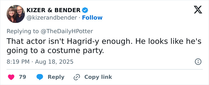 Screenshot of a tweet commenting on new photos of Harry Potter actors and set sparking mixed reactions online. Screenshot of a tweet commenting on new photos of Harry Potter actors and set sparking mixed reactions online.