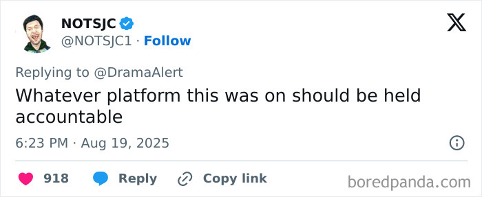 Tweet from user NOTSJC expressing concern that the streaming platform should be held accountable after famous streamer passes away live on air. Tweet from user NOTSJC expressing concern that the streaming platform should be held accountable after famous streamer passes away live on air.