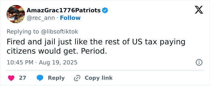 Screenshot of a tweet discussing firing a prosecutor who threatened cops, reflecting karma striking in a viral video.