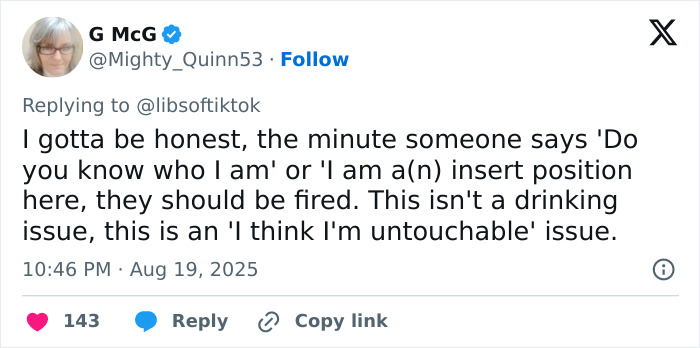 Screenshot of a tweet discussing firing a prosecutor who threatened cops in a viral video about karma striking.