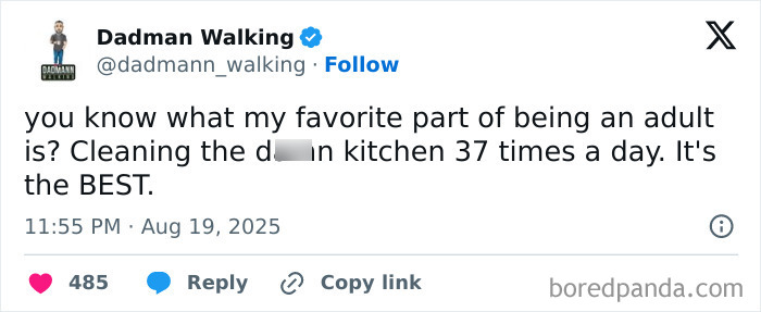 Tweet about adult life humor and relatable moments, part of funny tweets that might make you chuckle without kids.