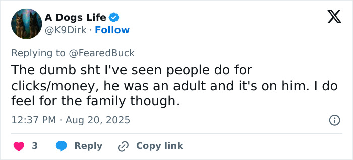 Tweet expressing regret about a streamer’s passing live on-air, mentioning family breaking silence after 10 days of agony. Tweet expressing regret about a streamer’s passing live on-air, mentioning family breaking silence after 10 days of agony.