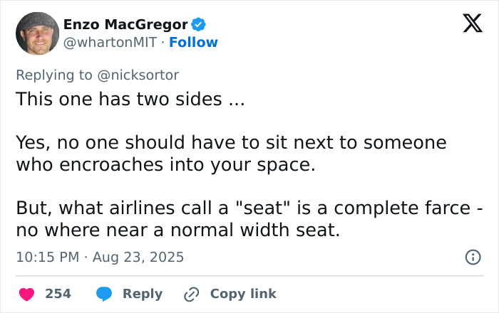 Twitter user discussing airline controversy over seating space and rules affecting plus-size passengers. Twitter user discussing airline controversy over seating space and rules affecting plus-size passengers.