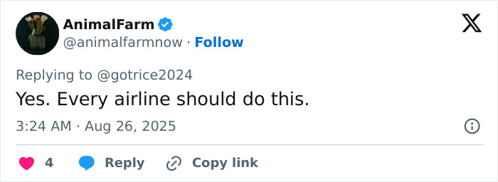 Screenshot of a social media reply supporting an airline’s controversial new rule affecting plus-size passengers, sparking outrage. Screenshot of a social media reply supporting an airline’s controversial new rule affecting plus-size passengers, sparking outrage.