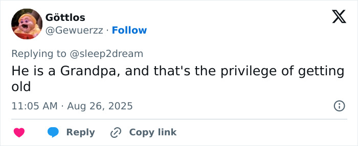Tweet comment about aging and grandparent privilege responding to viral Tom Cruise candid photo with Ana de Armas. Tweet comment about aging and grandparent privilege responding to viral Tom Cruise candid photo with Ana de Armas.