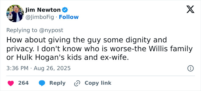 Screenshot of a tweet discussing Bruce Willis' wife sharing a heartbreaking health update as the actor moves out of the family home. Screenshot of a tweet discussing Bruce Willis' wife sharing a heartbreaking health update as the actor moves out of the family home.