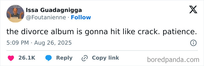 Tweet by user Issa Guadagnigga predicting Taylor Swift's album impact amid engagement memes and reactions.