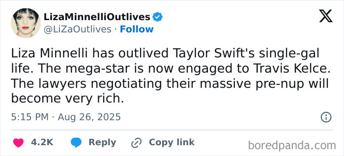 Tweet about Taylor Swift’s engagement to Travis Kelce and humorous reactions from fans online.